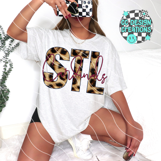 Cardinals Baseball Leopard PNG Digital Download