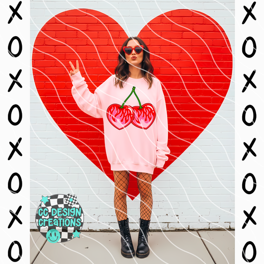 Hot Red Cherries PNG Digital Download