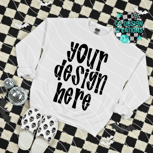 White Sweatshirt Mock Halloween