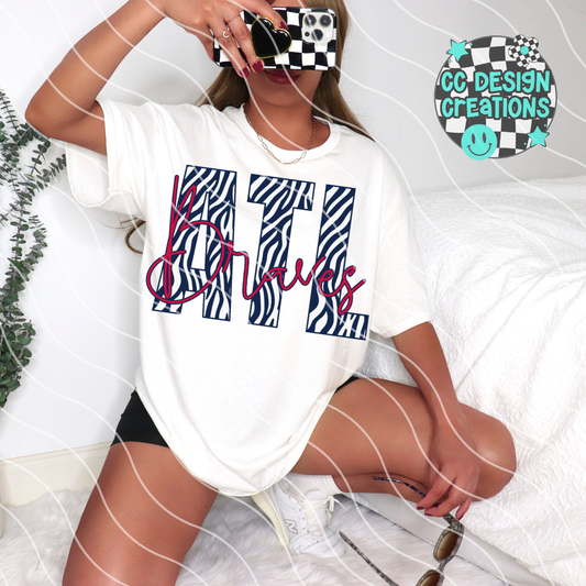 Braves Baseball Zebra PNG Digital Download