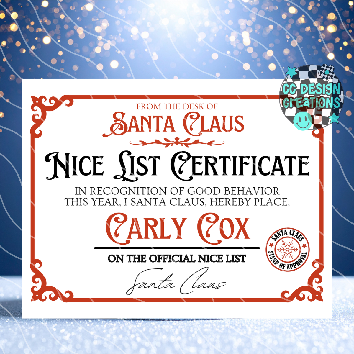 CUSTOM Santa Letter and Nice List Certificate PNG Digital Download