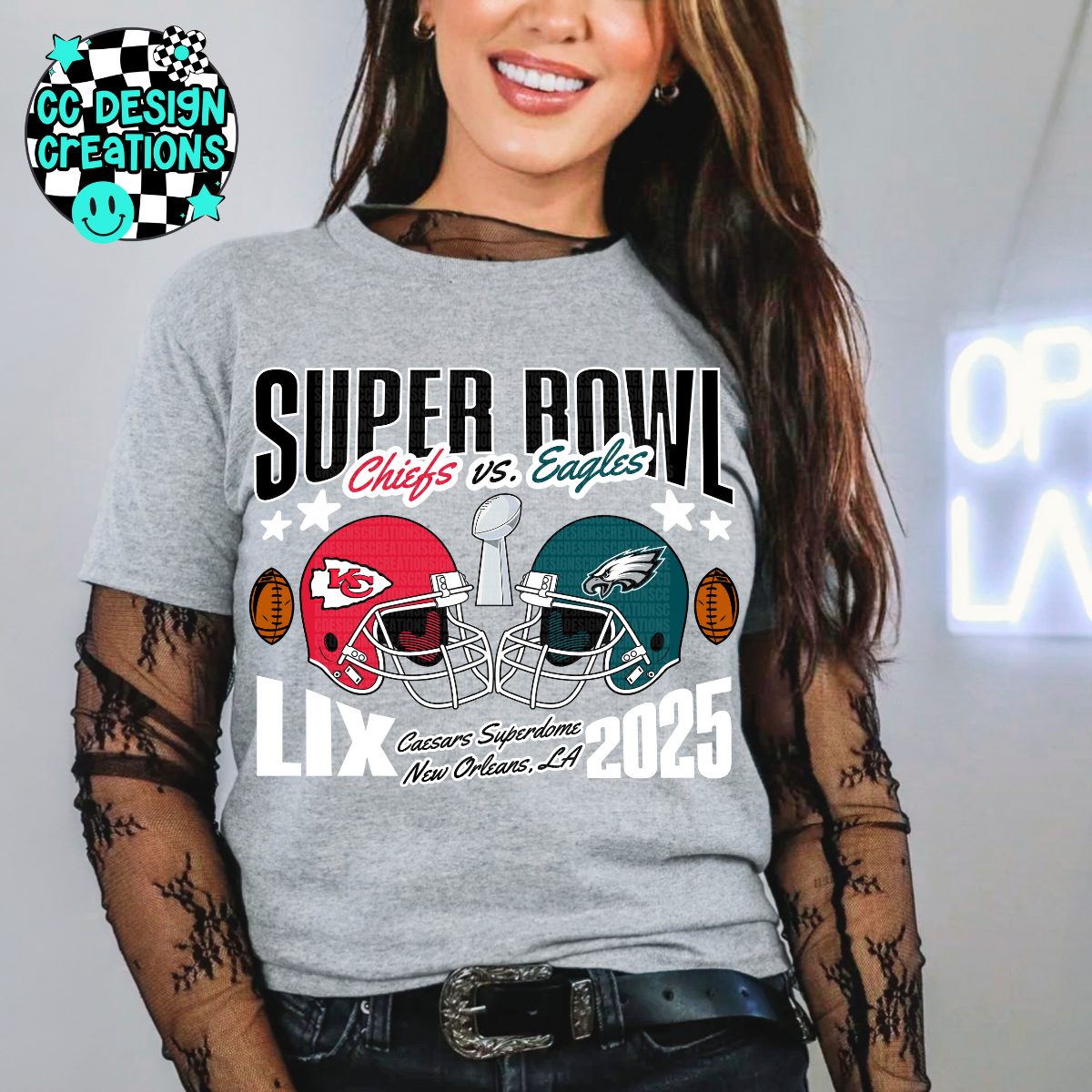 2025 Super Bowl Chiefs Eagles PNG Digital Download - White