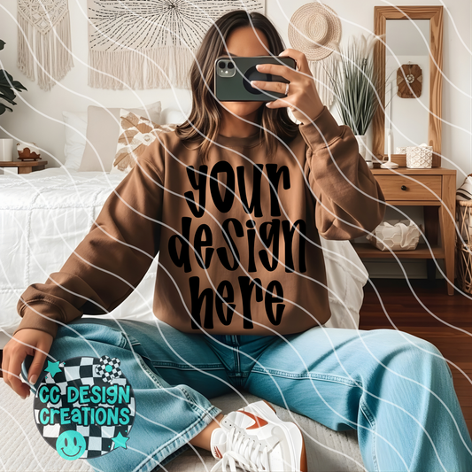 Brown Sweatshirt Boho Mock