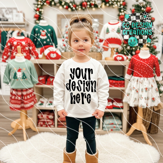 White Sweatshirt Mock Christmas Youth Girl 3