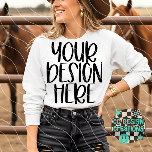 White Sweatshirt Western MOCK 2