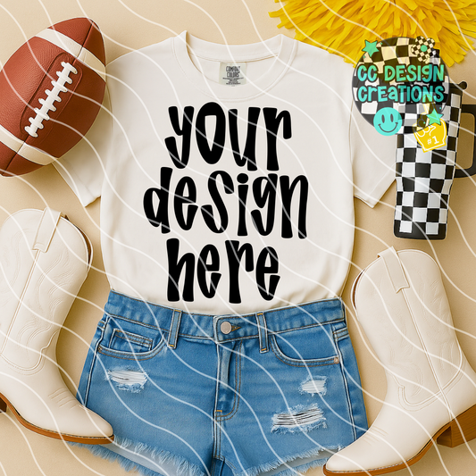 White Tee Mock Football Yellow