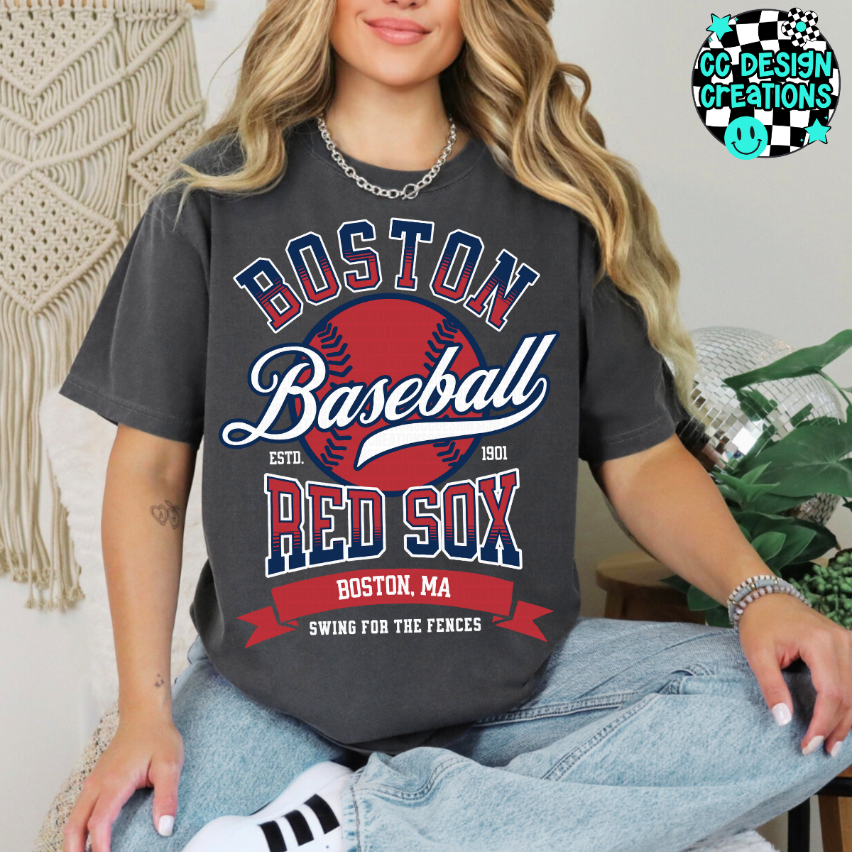 Red Sox Swing For The Fences Baseball PNG Digital Download