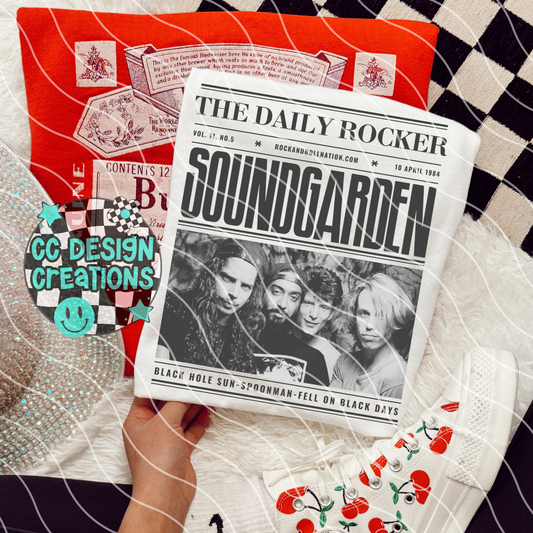 Rock N Roll Newspaper Sound garden PNG Digital Download