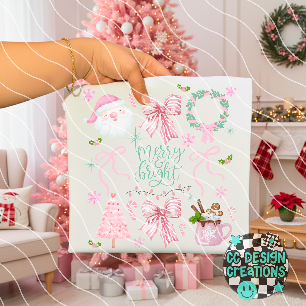 Merry & Bright Coquette PNG Digital Download