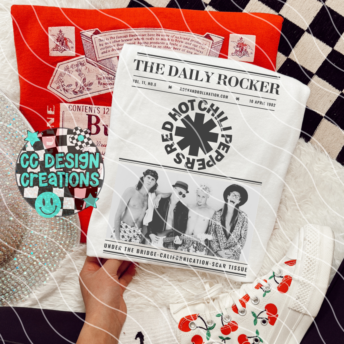 Rock N Roll Newspaper Red Hot Chi li Pep pers PNG Digital Download