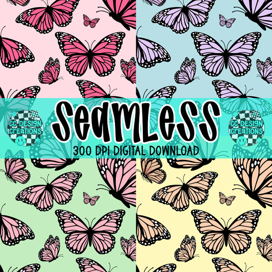 SEAMLESS Spring Butterfly Bundle PNG Digital Download