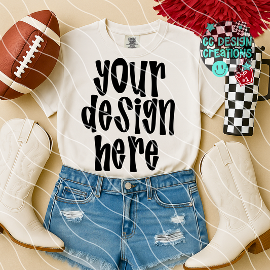 White Tee Mock Football Crimson