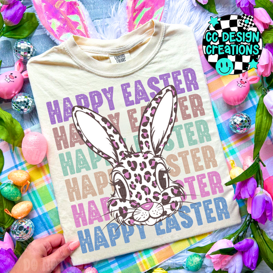 Happy Easter Leopard Bunny PNG Digital Download