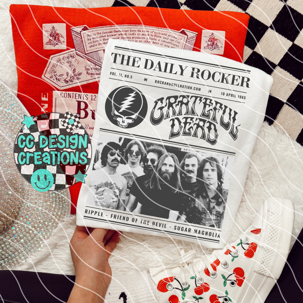 Rock N Roll Newspaper Grate ful De ad PNG Digital Download