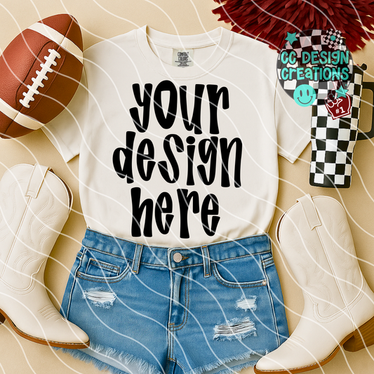 White Tee Mock Football Maroon