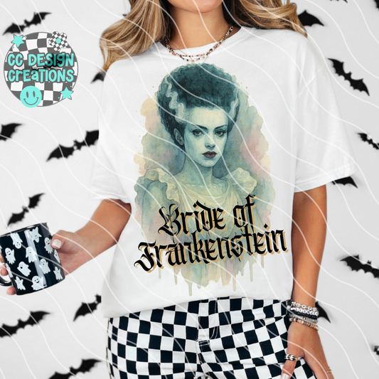 Bride of Frankenstein Horror Watercolor PNG Digital Download