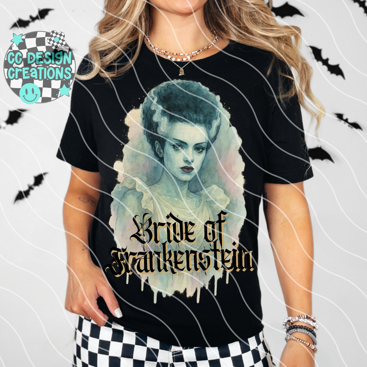 Bride of Frankenstein Horror Watercolor PNG Digital Download