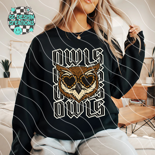 Owls Preppy Grunge Mascot PNG Digital Download