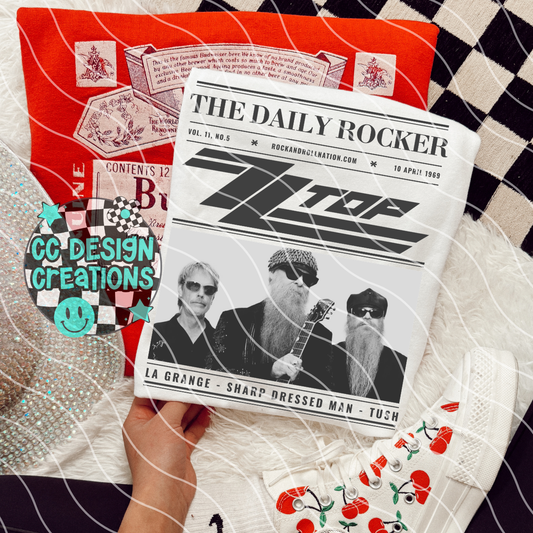 Rock N Roll Newspaper Z Z To p PNG Digital Download