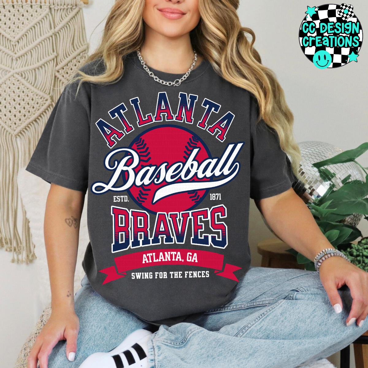 Braves Swing For The Fences Baseball PNG Digital Download