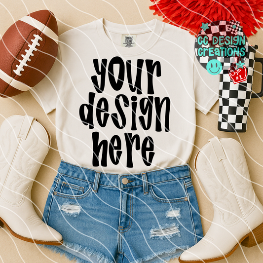 White Tee Mock Football Red