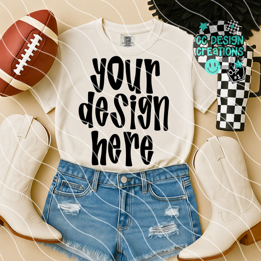 White Tee Mock Football Black