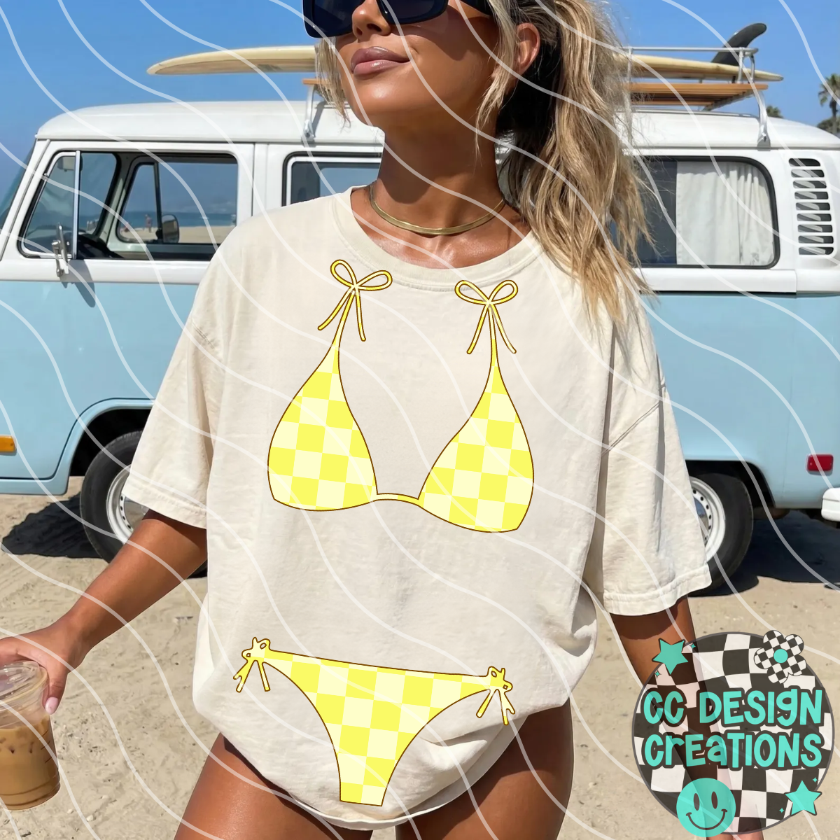SUMMER BIKINI BROWN CHECK BUNDLE PNG Digital Download