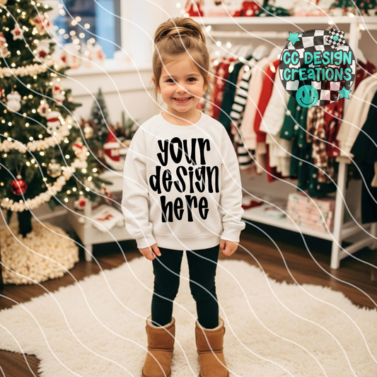 White Sweatshirt Mock Christmas Youth Girl 4