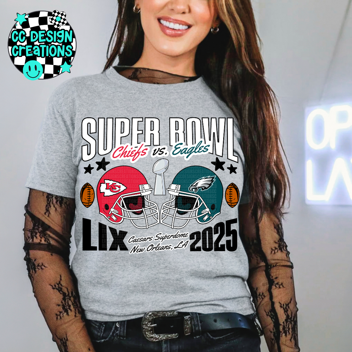 2025 Super Bowl Chiefs Eagles PNG Digital Download - Black