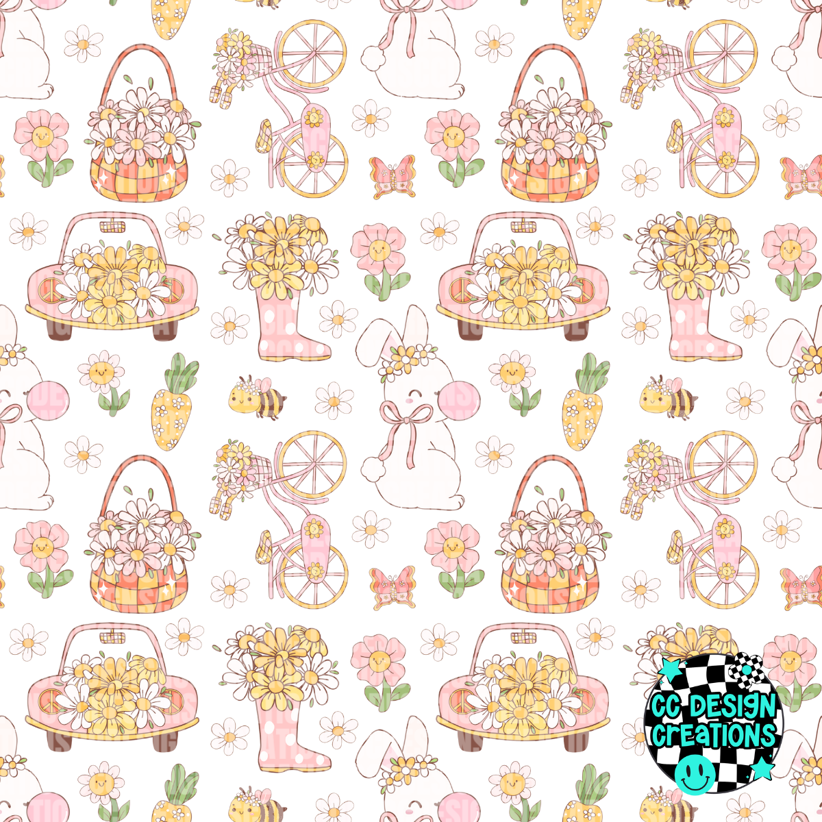 Spring Vibes Seamless PNG Digital Download