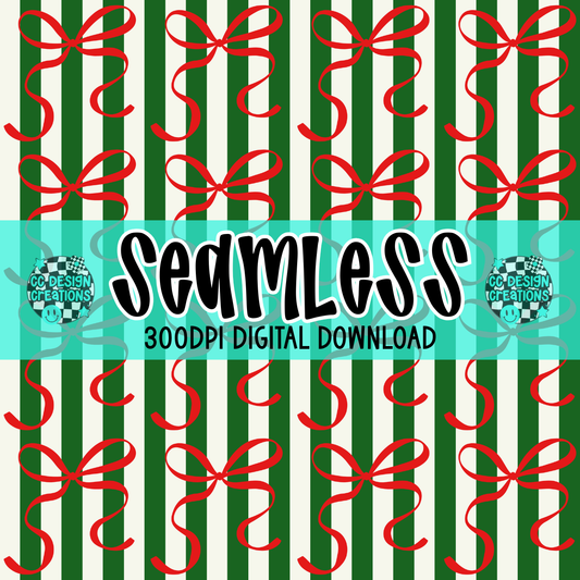 Coquette Classic Christmas SEAMLESS PNG Digital Download