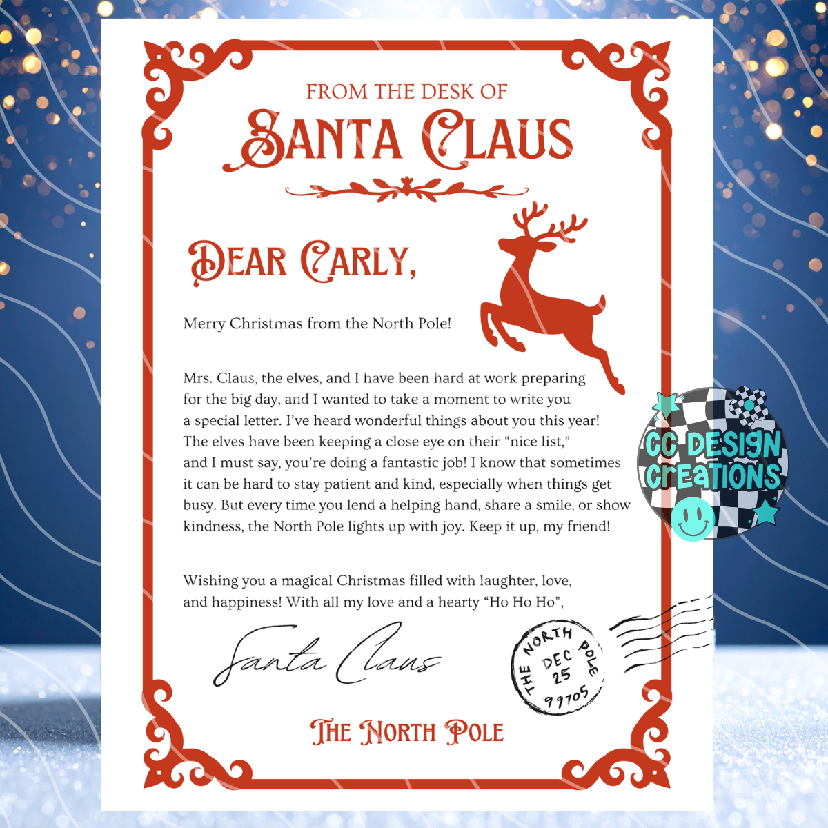 CUSTOM Santa Letter and Nice List Certificate PNG Digital Download