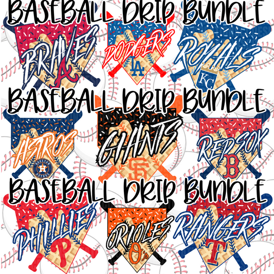 Baseball Drip Bundle PNG Digital Download (15 Designs)