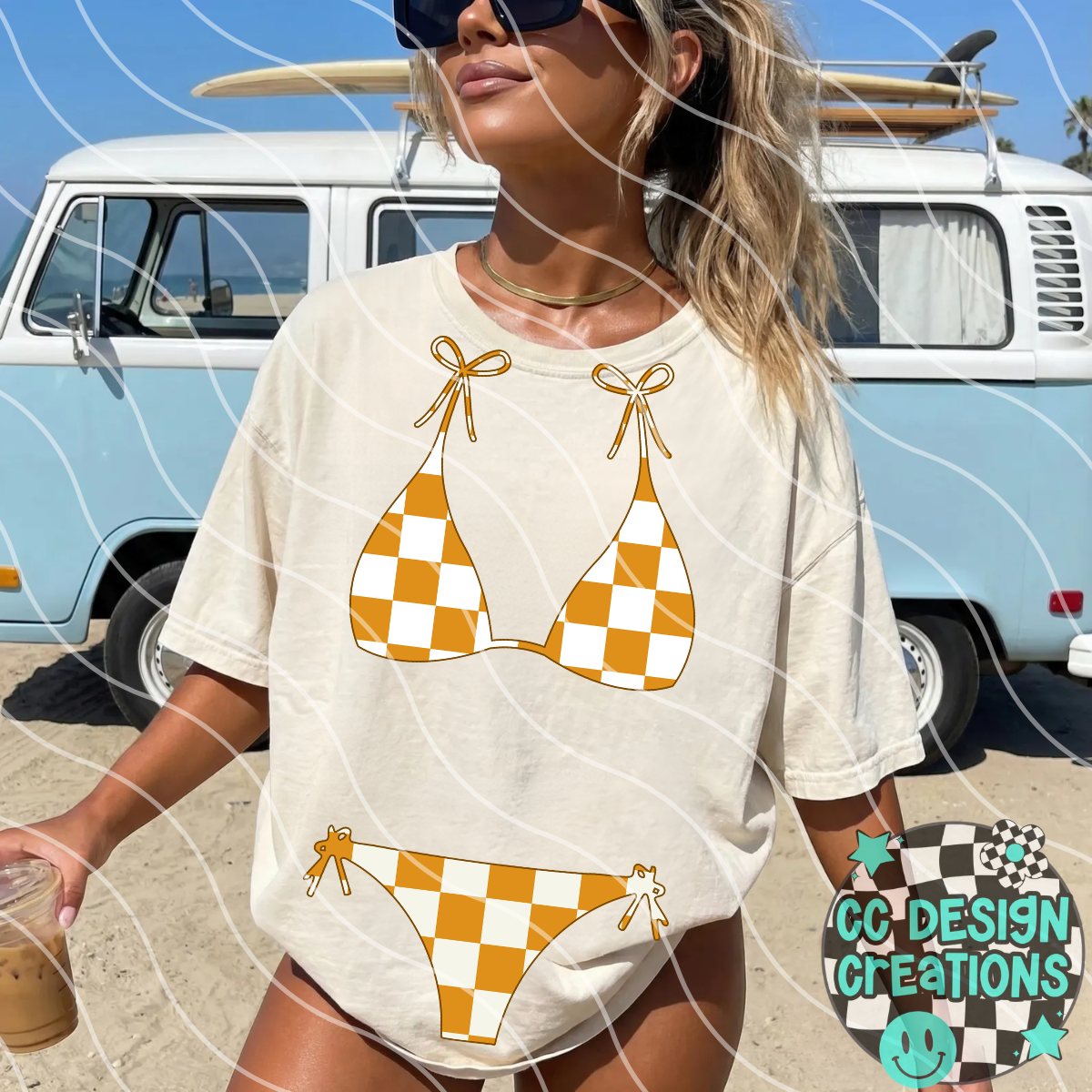 SUMMER BIKINI BROWN CHECK BUNDLE PNG Digital Download