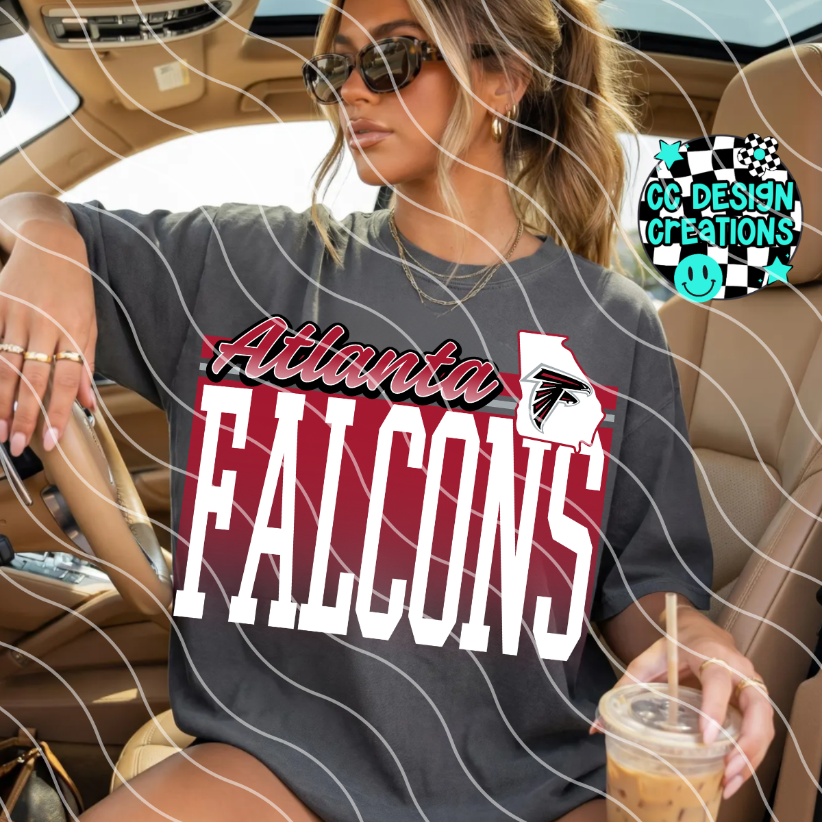 FALCONS RETRO GAME DAY FOOTBALL PNG DIGITAL DOWNLOAD