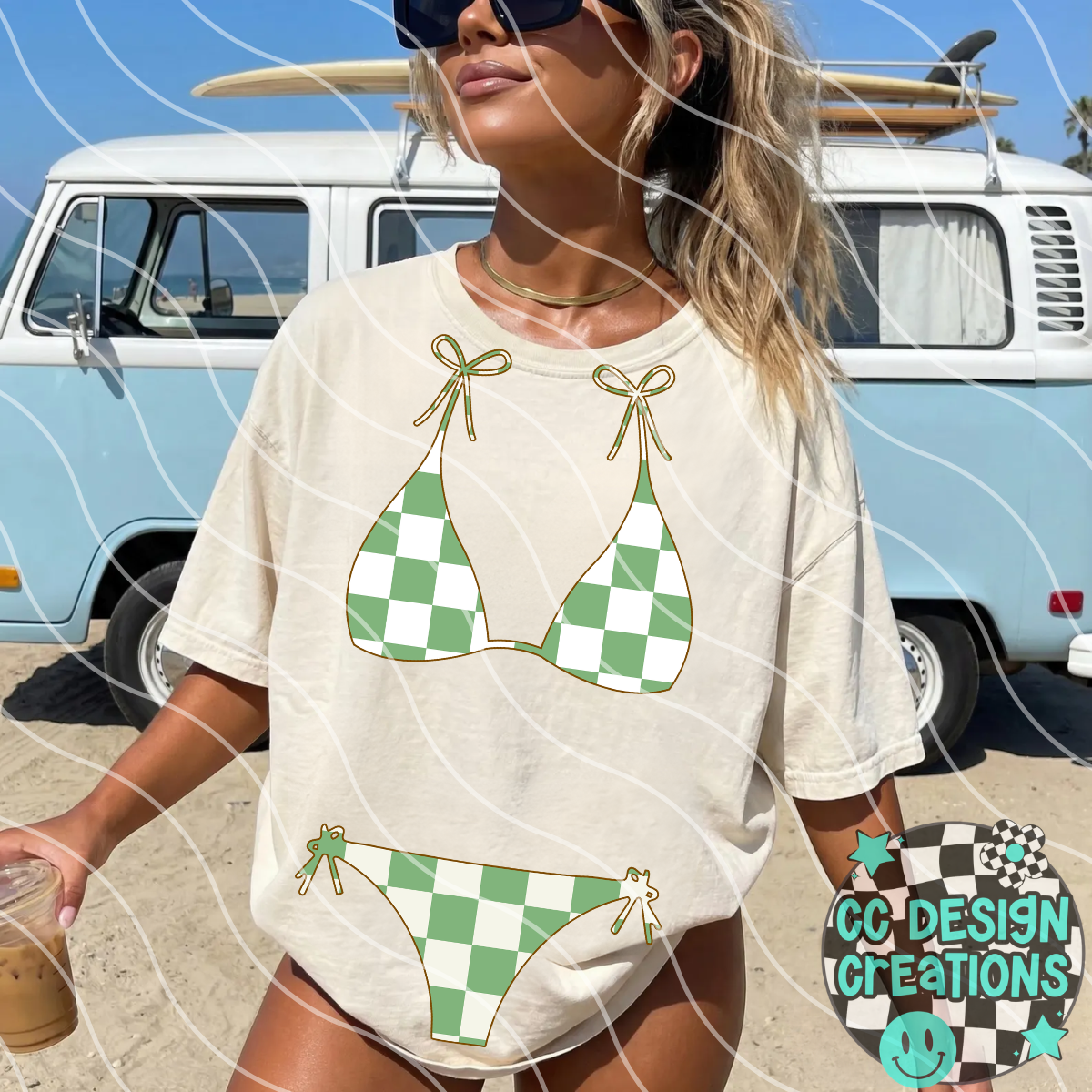 SUMMER BIKINI BROWN CHECK BUNDLE PNG Digital Download