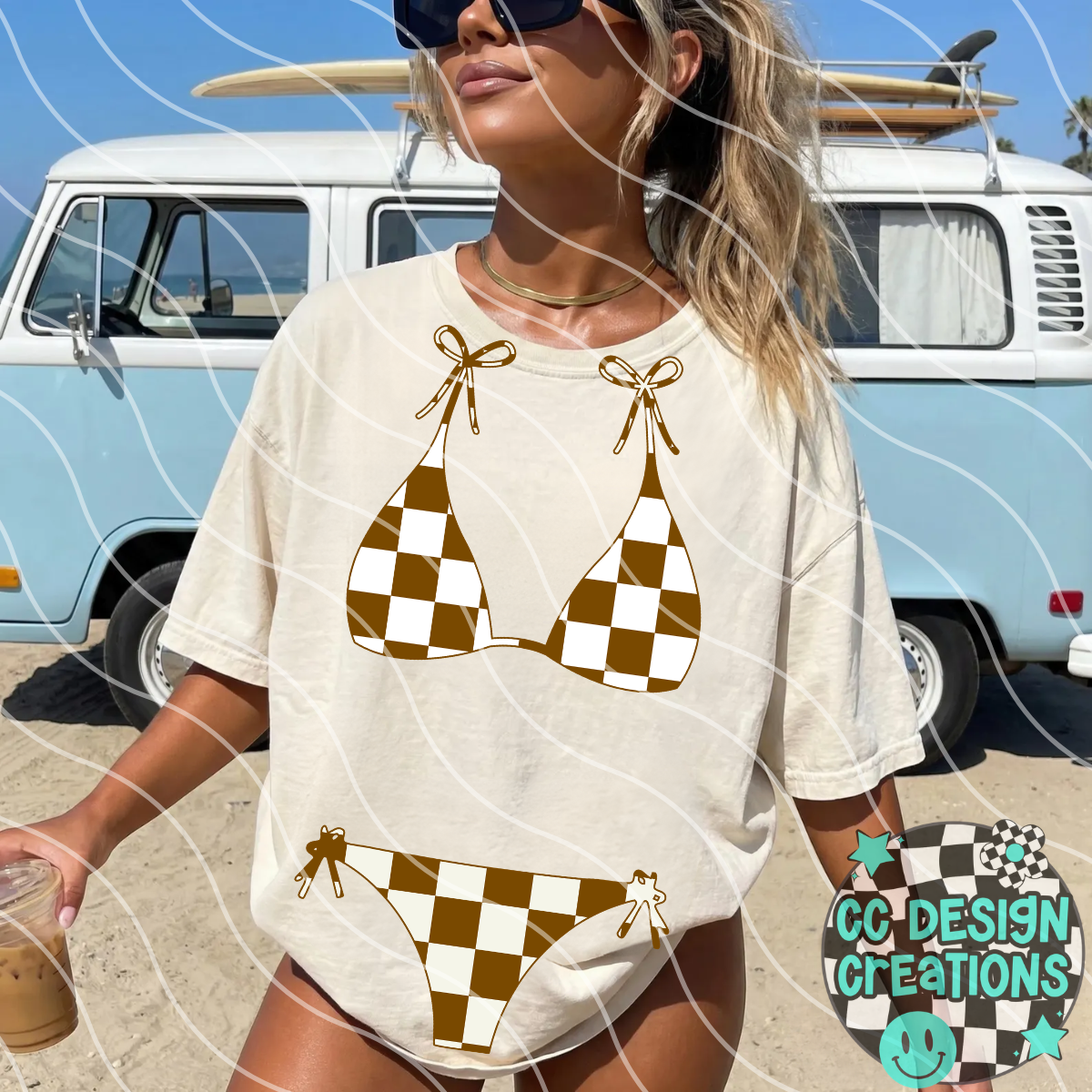 SUMMER BIKINI BROWN CHECK BUNDLE PNG Digital Download