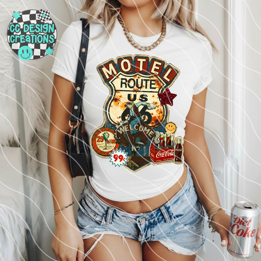 Motel Route 66 PNG Digital Download