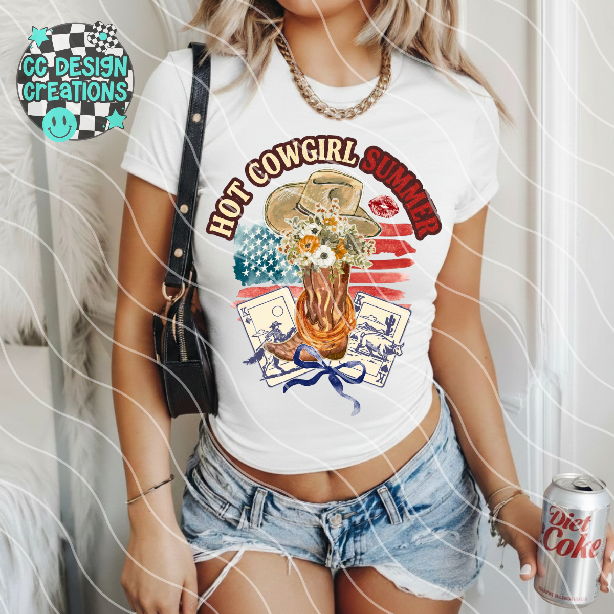 Hot Cowgirl Summer Flag PNG Digital Download