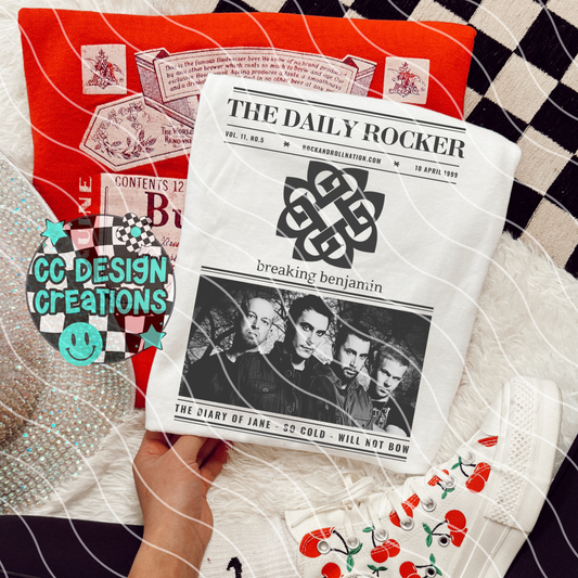 Rock N Roll Newspaper Breaking Ben jamin PNG Digital Download