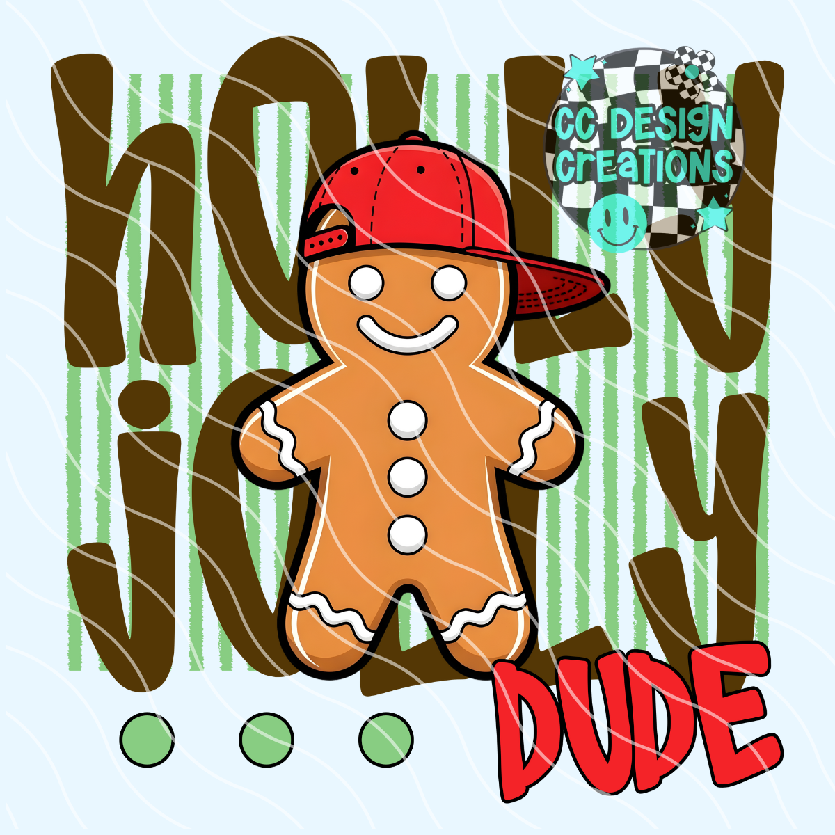 Holly Jolly Gingerbread Dude PNG Digital Download