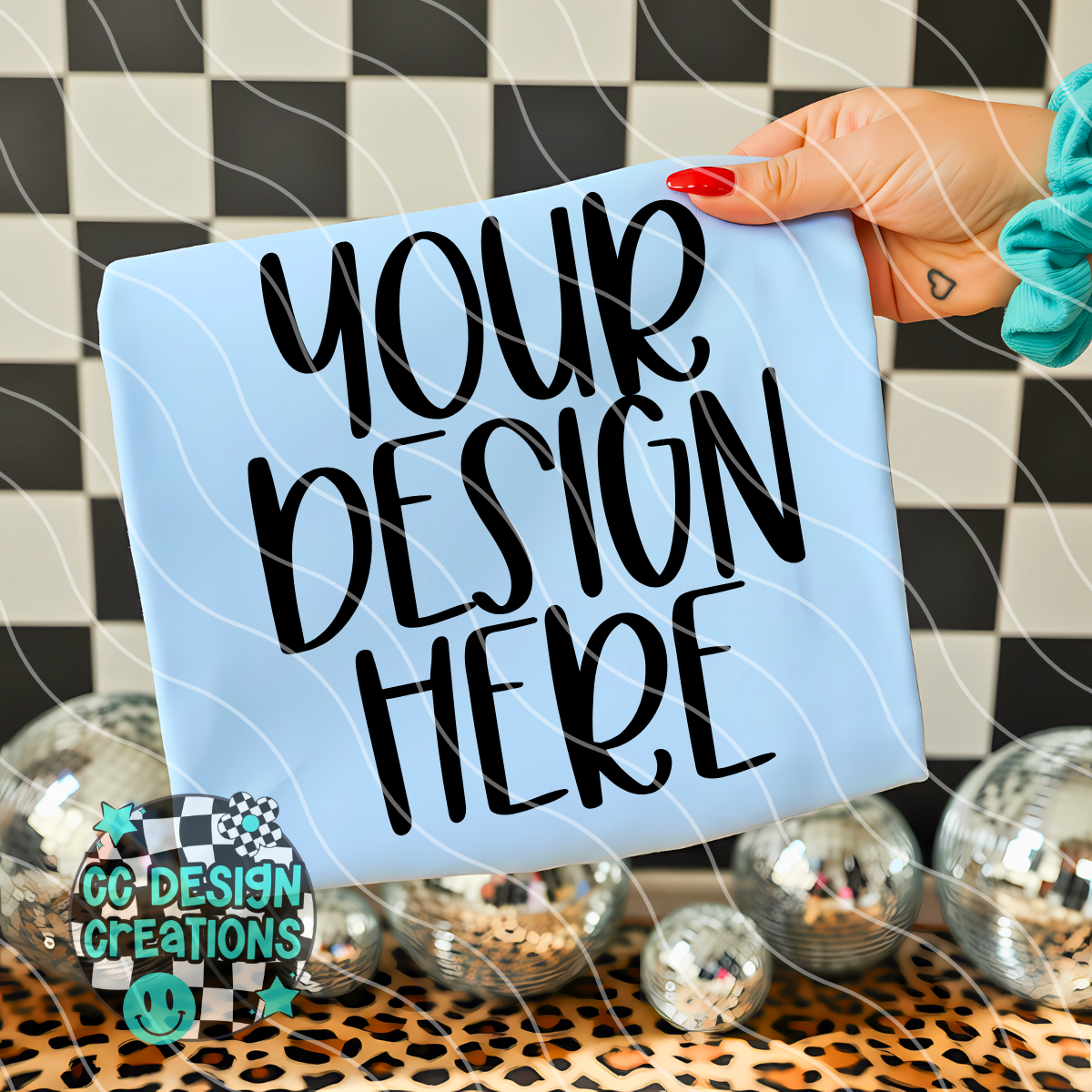 Light Blue Tee Leopard MOCK