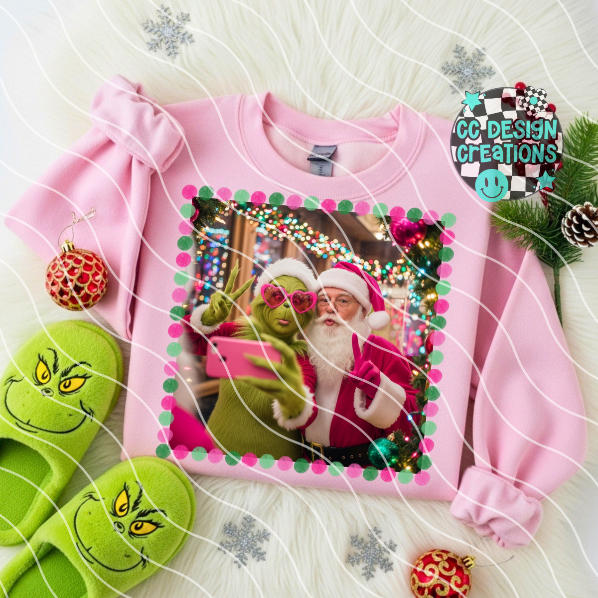 G rinch and Santa Selfie PNG Digital Download