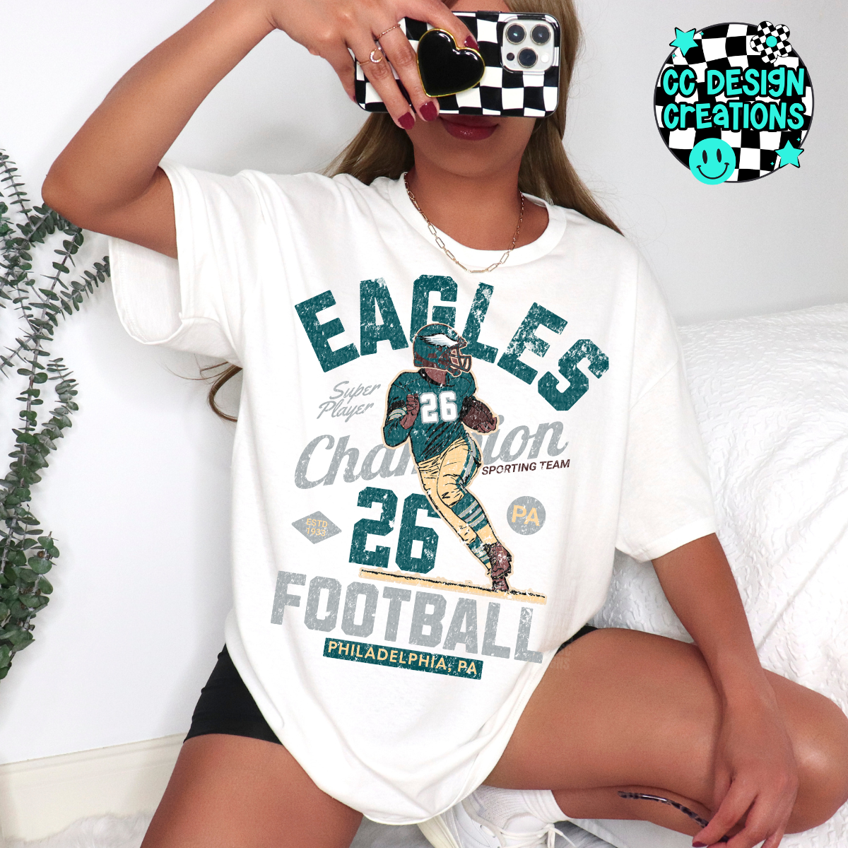 Eagles 26 Vintage Football PNG Digital Download