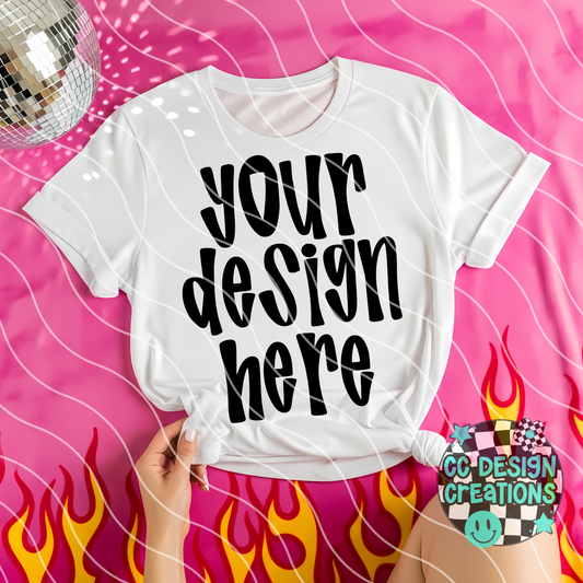 White Tee Flames Mock