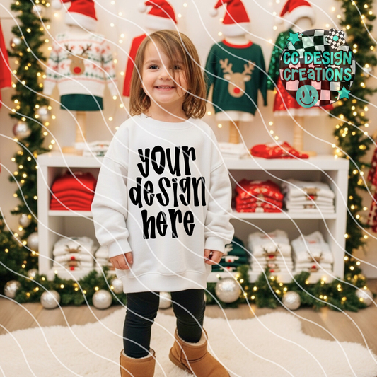 White Sweatshirt Mock Christmas Youth Girl 5