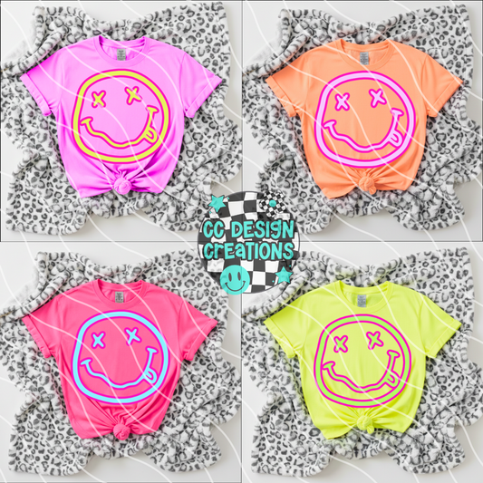 Neon Smileys Bundle PNG Digital Download