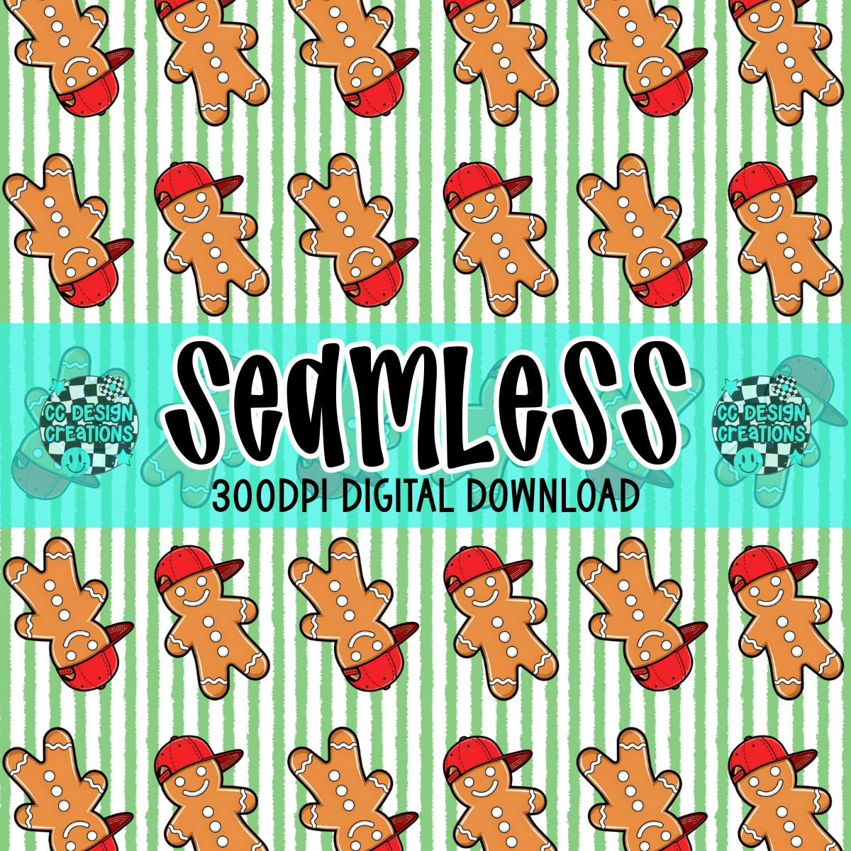 Gingerbread Dude SEAMLESS PNG Digital Download