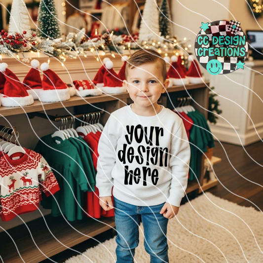 White Sweatshirt Mock Christmas Youth Boy 1
