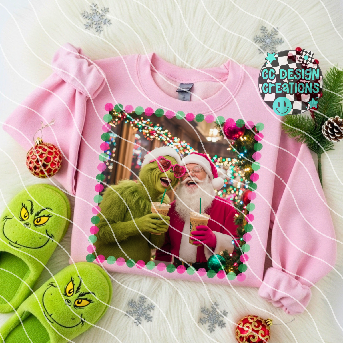 G rinch and Santa Coffee PNG Digital Download